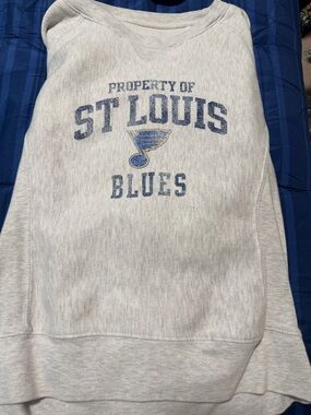 St. Louis Blues Crewneck Sweatshirt - Light Gray with Blue Logo
